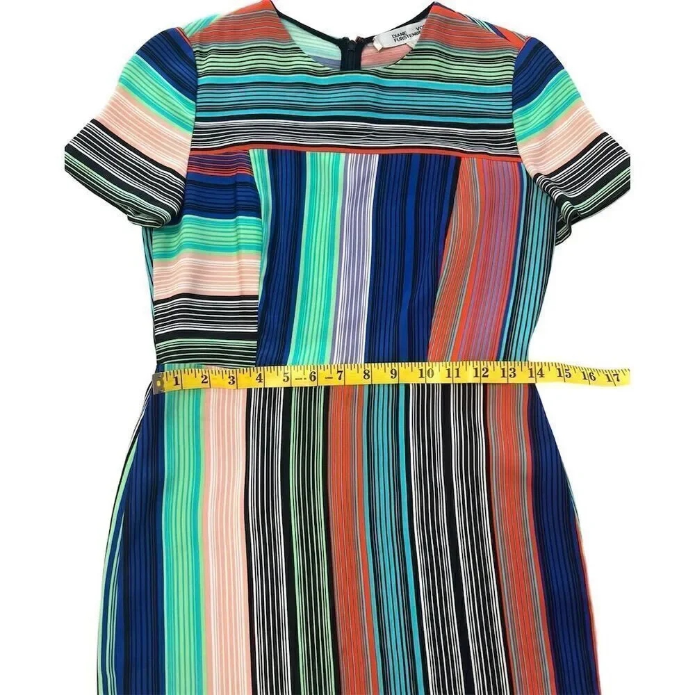 Diane von Furstenberg Women's Striped Knee Length Dress Size 2 Multicolor